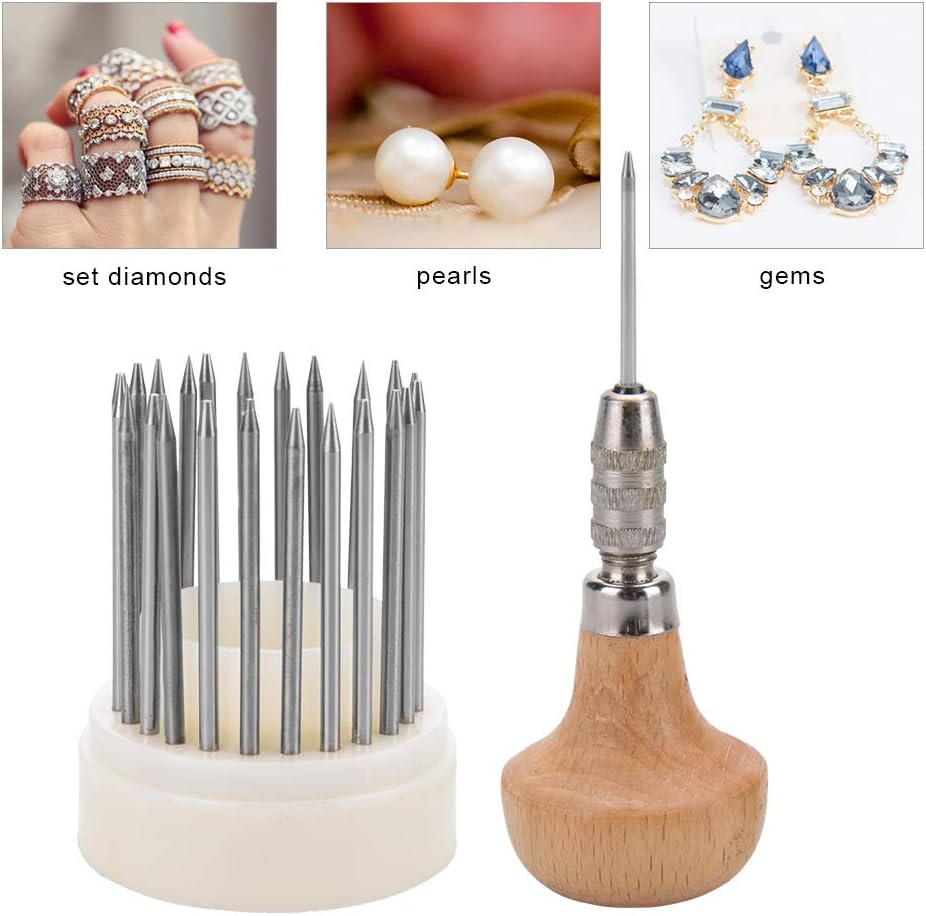 Juego de 23 herramientas de abalorios de ajuste de diamante, herramientas de abalorios Graver Beader para joyería de piedra de diamante herramienta