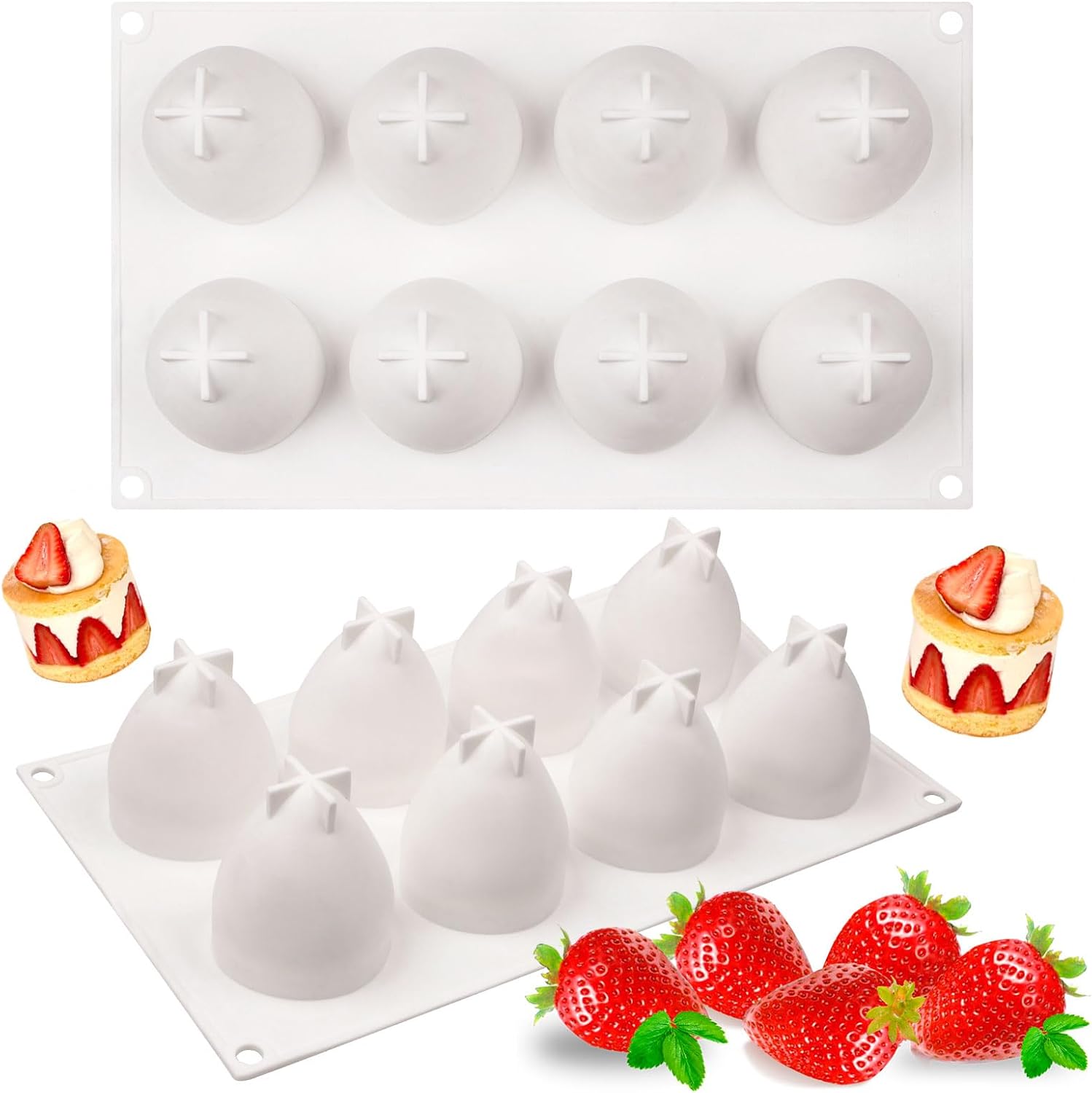 Molde de silicona en forma de fresa, molde de pastel de mousse de frutas 3D para decoración de pasteles, decoración de cupcakes, postre, chocolate,