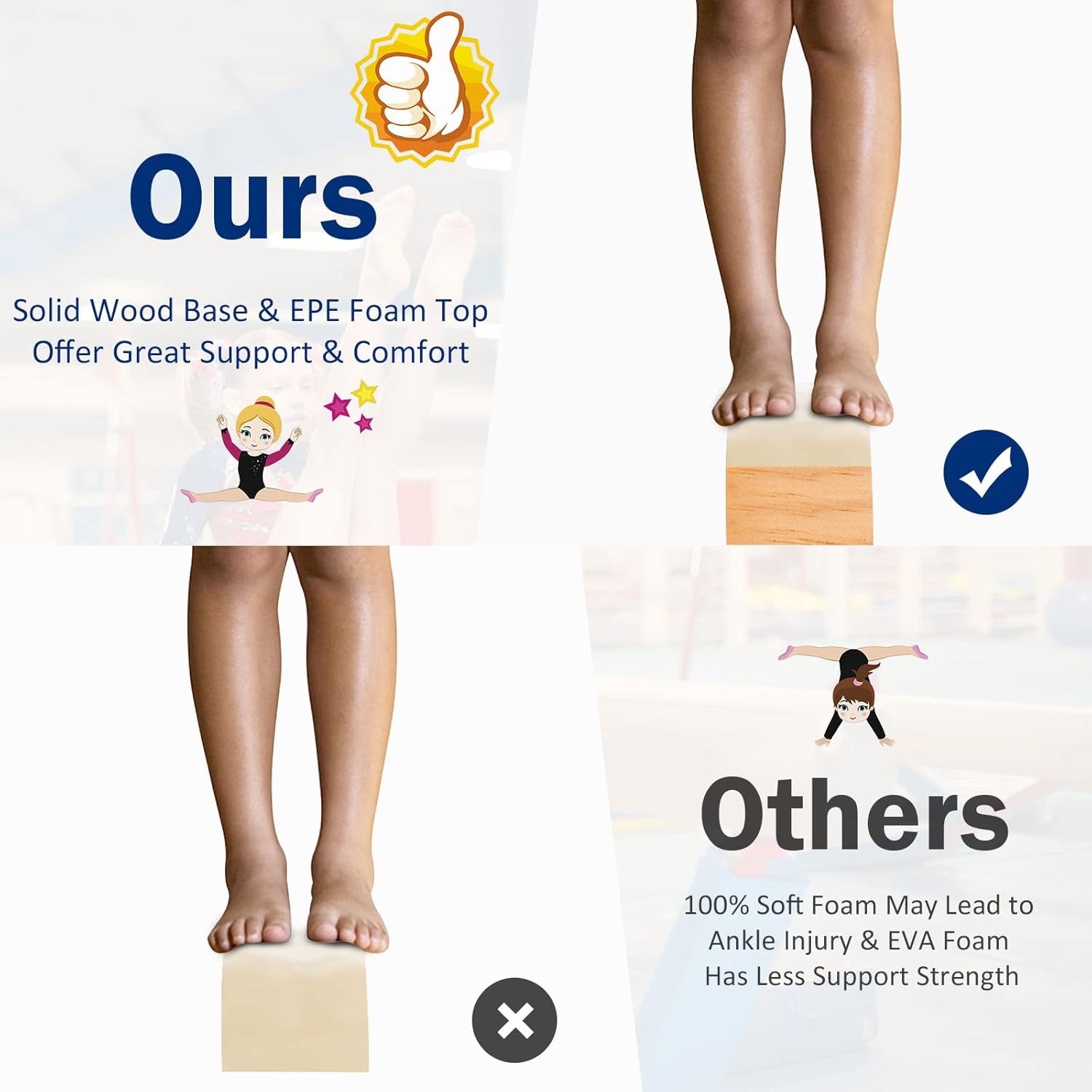 GYMAX Haz de equilibrio, viga de gimnasia plegable de 7 pies con asa de transporte, cubierta de gamuza sintética y base de madera maciza, viga de