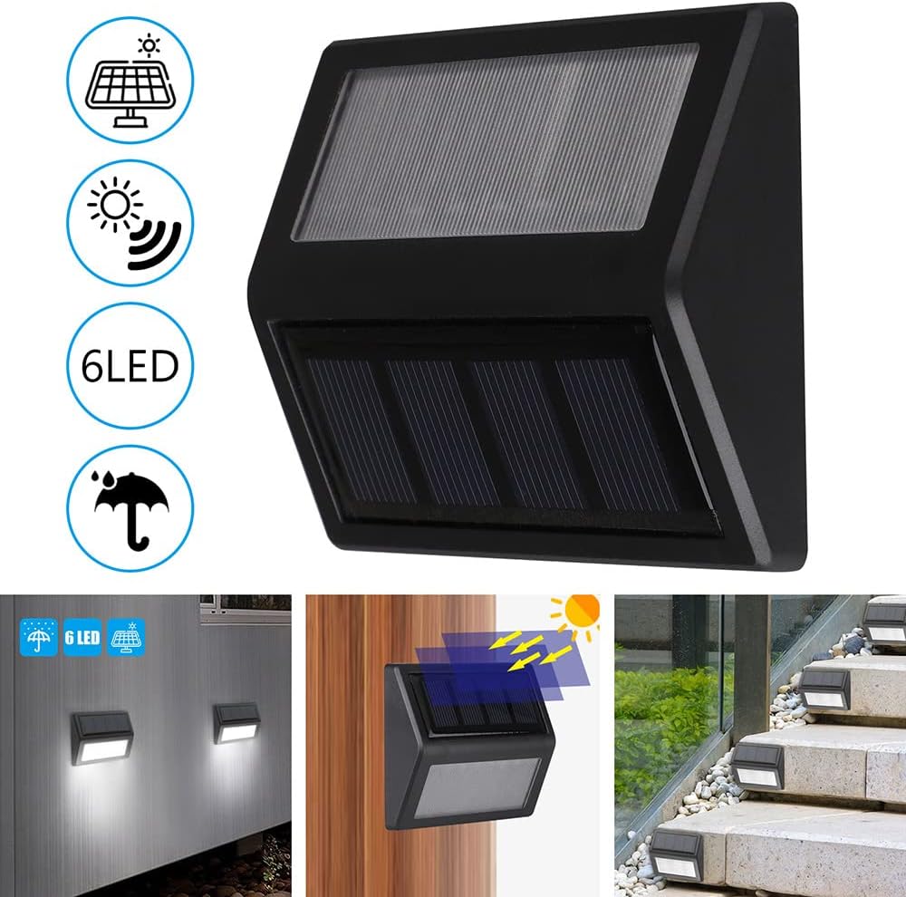 Luces solares para exteriores, impermeables, con energía solar, para patio, jardín, garaje, entrada, camino, iluminación de pared exterior (blanco