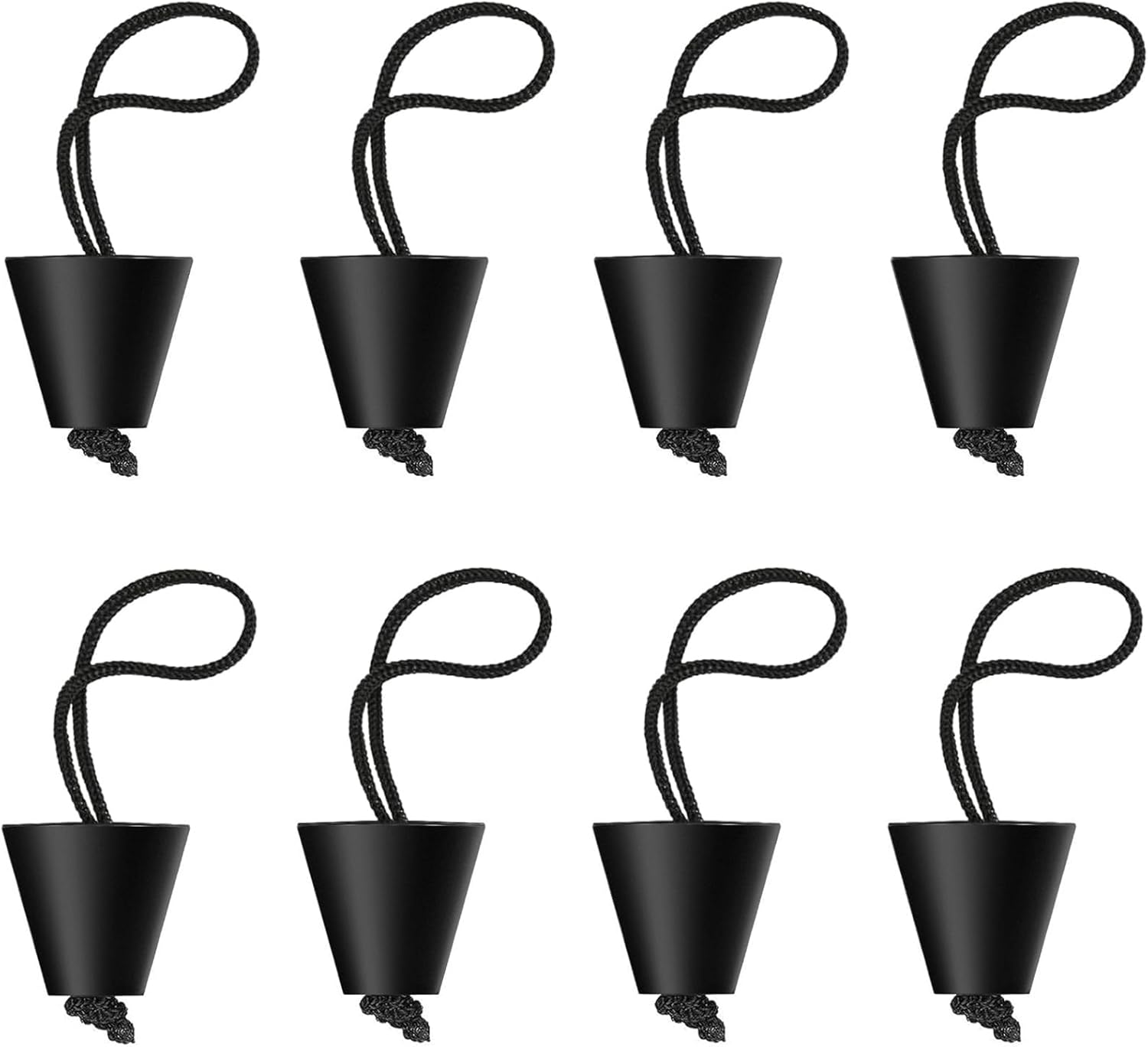 Kit de 8 tapones para kayak, tapón universal de silicona con orificios de drenaje, tapón con cordón, accesorios de kayak