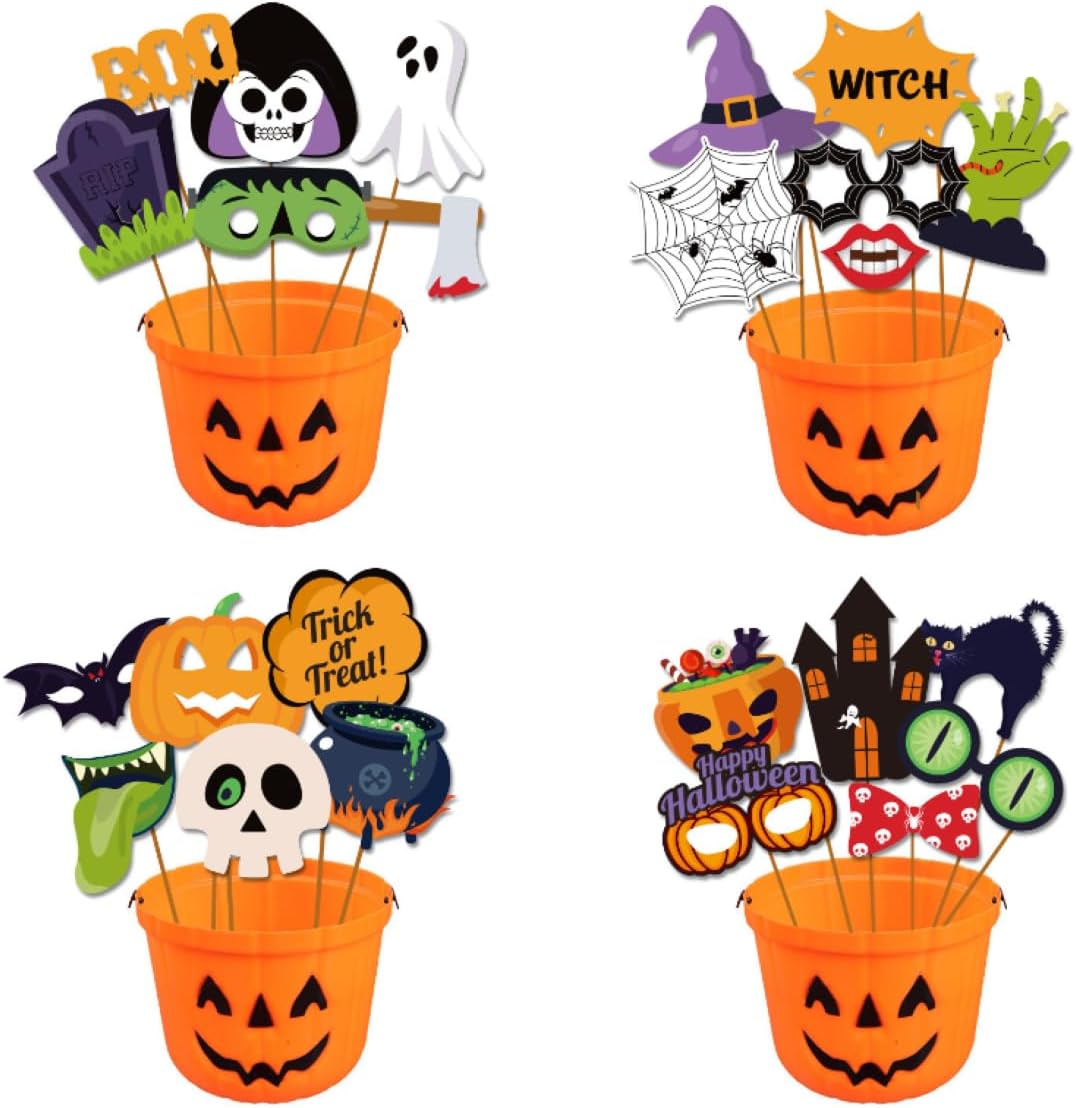 Juego de suministros de globos para fiesta de Halloween, incluye adornos para cupcakes, accesorios para fotos de selfies, pancarta de Halloween,