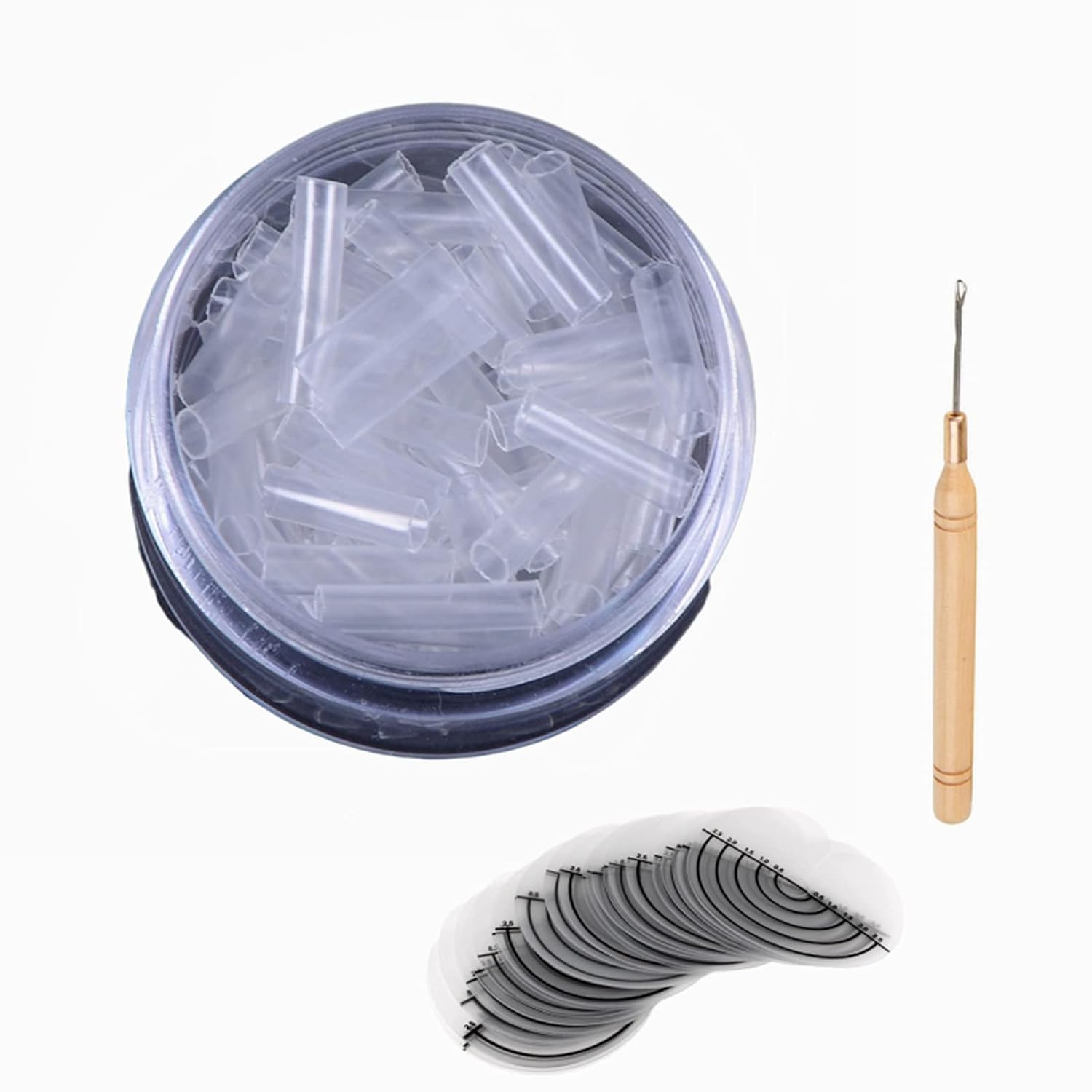 1000 extensiones de cabello, tubos termorretráctiles de 0.394 in de largo, anillos de extensiones de cabello (1000 unidades, transparentes)