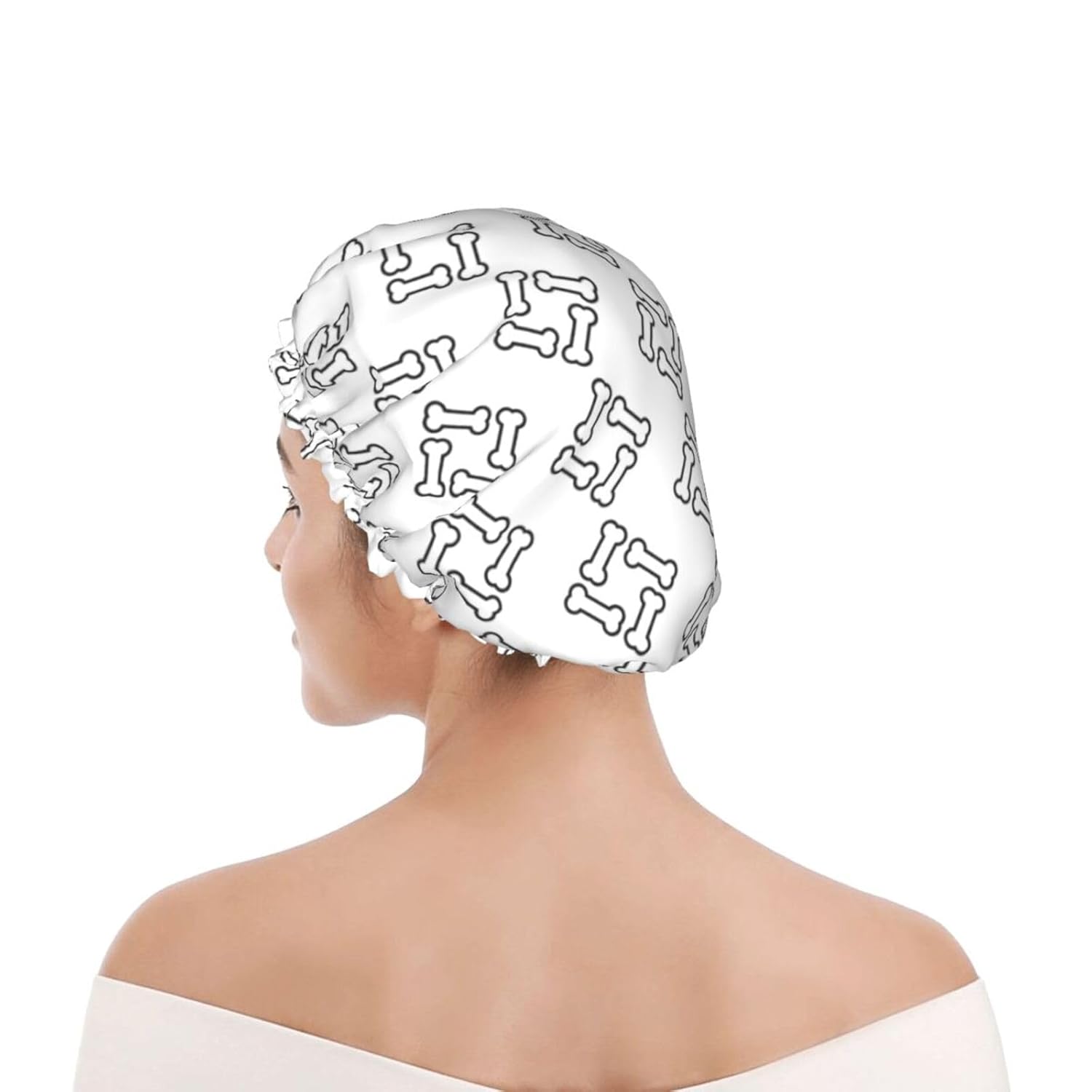 Cute Dog Double Layer Waterproof Shower Cap Suitable For All Head Sizes