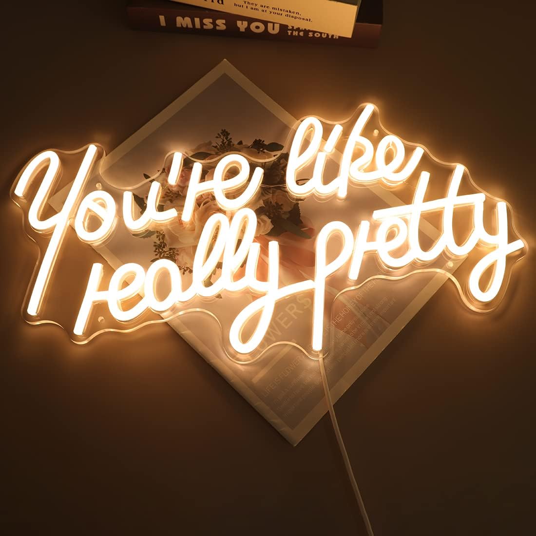 Letrero de neón con texto en inglés “You’re Like Really Pretty – Letrero de neón para dormitorio, boda, compromiso, despedida de soltera,