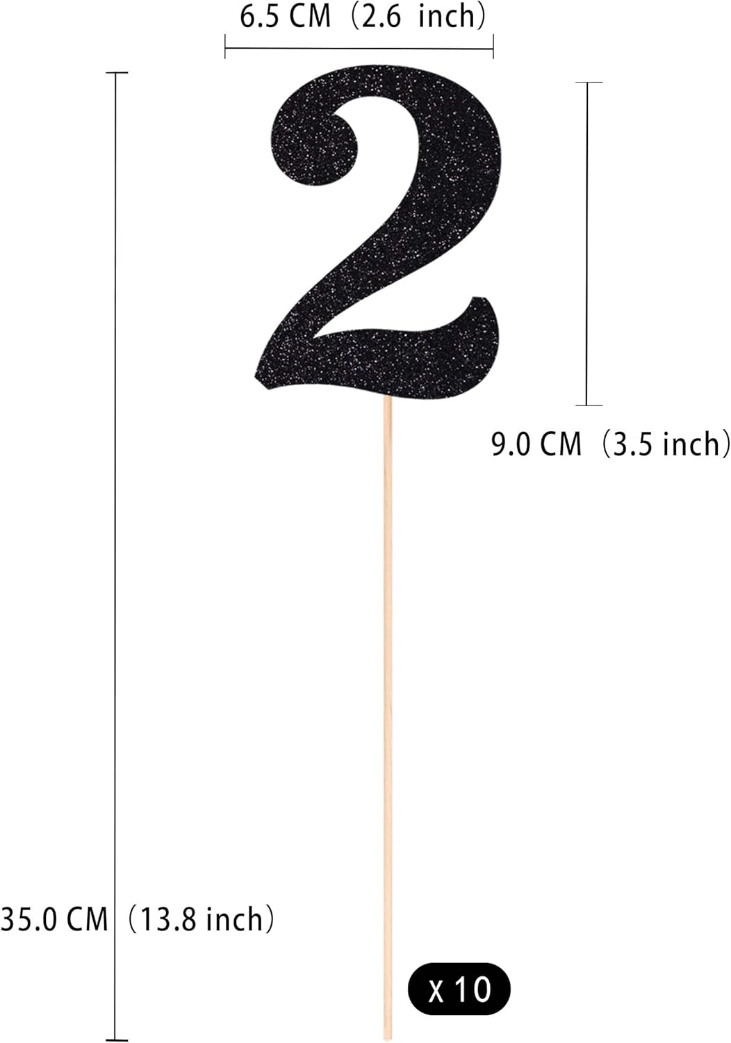10 piezas de centros de mesa negros de doble cara para mesas, decoración de pasteles, decoración de fiesta de segundo cumpleaños, baby shower,