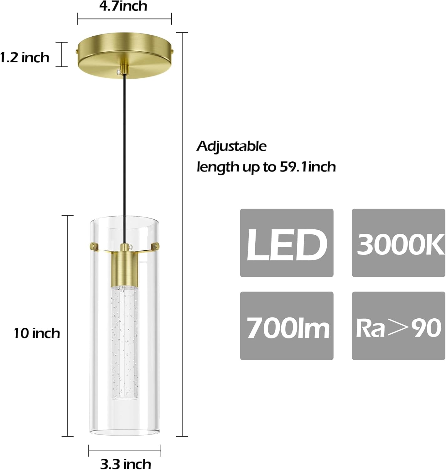Aipsun Luces colgantes para isla de cocina, paquete de 3 lámparas colgantes de techo doradas de 3000 K modernas luces colgantes LED para cocina,