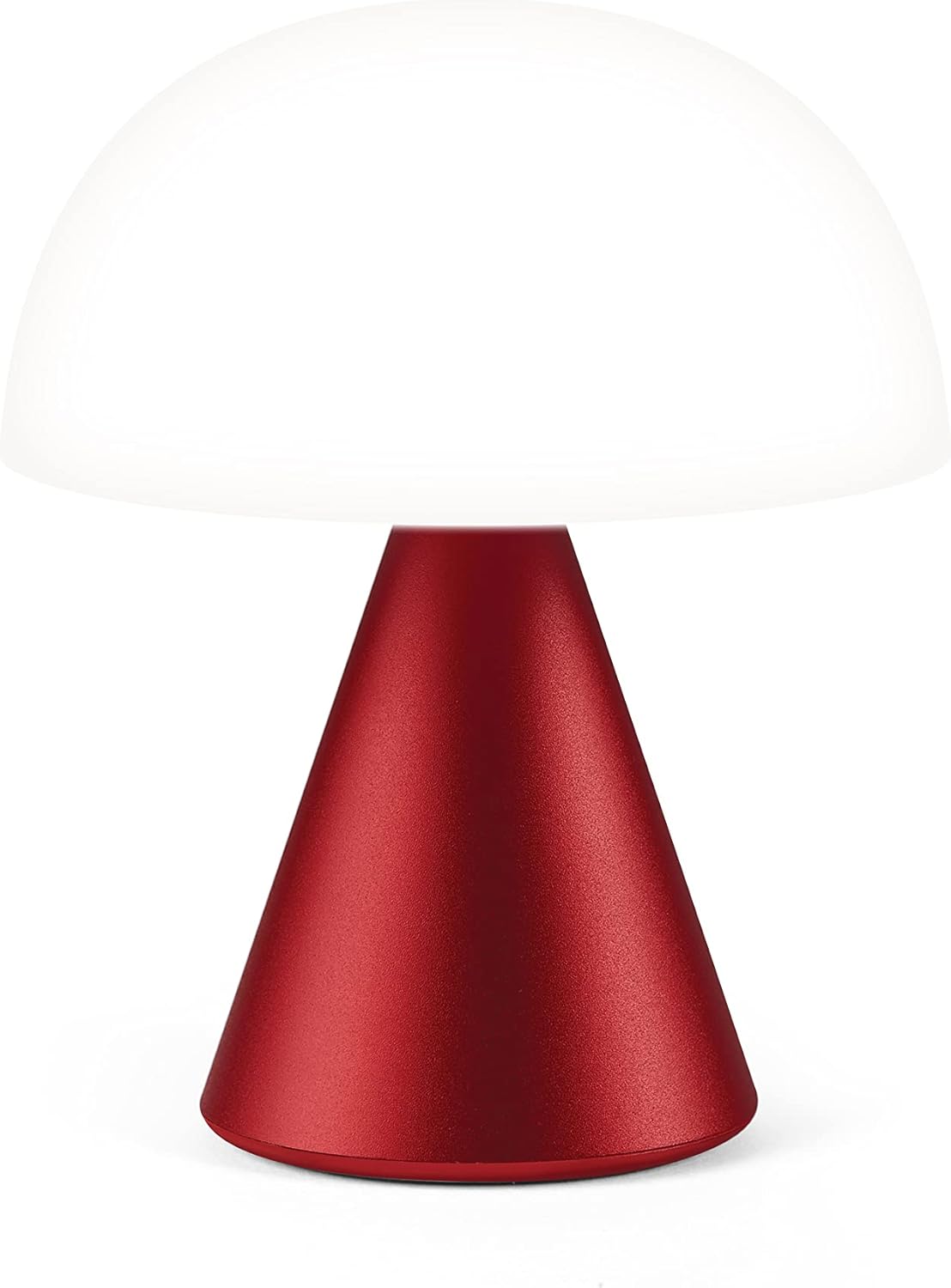 Lexon Mina M – Lámpara de noche LED, inalámbrica y recargable, aluminio pulido, mediano, color rojo oscuro