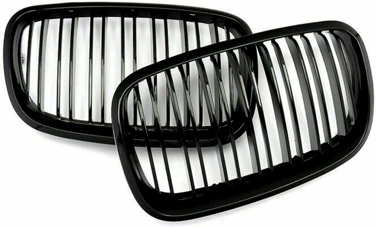 XOPIYAO Rejilla frontal para riñón X5 X6, color negro brillante, ajuste 2007-2013 X5 E70 X6 E71 (parrilla de riñón de doble listón negro brillante)
