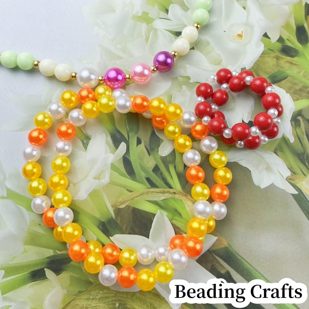 300 cuentas de perlas para manualidades de resina de 0.315 pulgadas para hacer joyas, cuentas redondas sueltas con agujero para collares, pulseras,