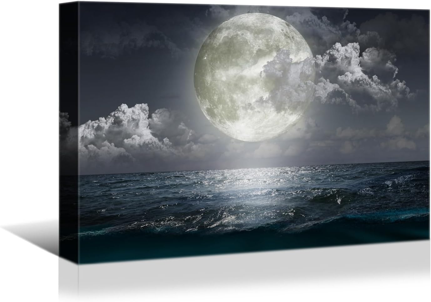 BANHUA1 Lienzo decorativo para pared, diseño de luna llena de mar, impresiones sobre lienzo con diseño de luna y océano, arte de pared, arte