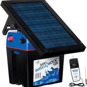 Premier 1 Solar IntelliShock 120 – Kit de energía para vallas, incluye probador digital Premier 1 Solar IntelliShock 120 – Kit de energía para vallas, incluye probador digital