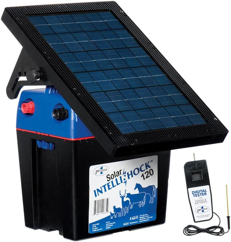Premier 1 Solar IntelliShock 120 – Kit de energía para vallas, incluye probador digital