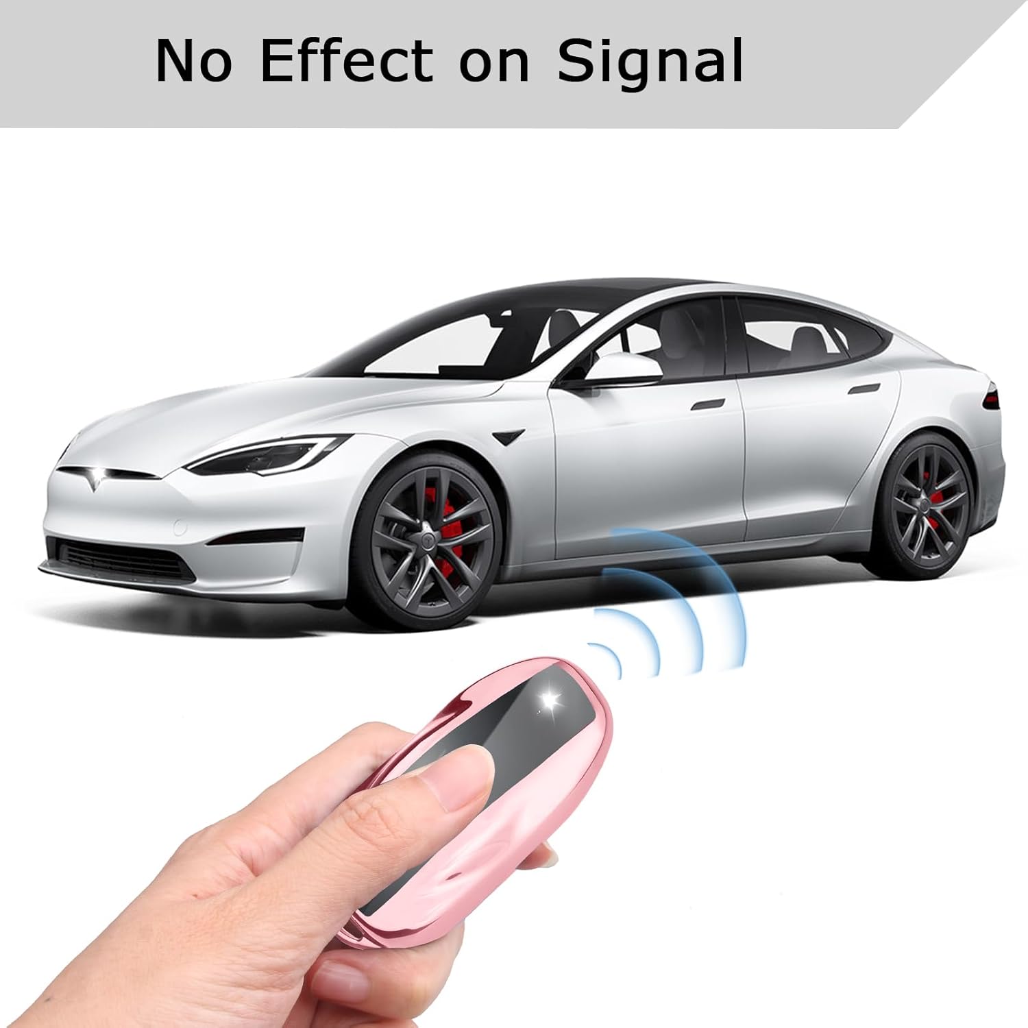 QBUC Funda para llavero Tesla con llavero de TPU suave, funda de protección compatible con Tesla Model S (rosa)