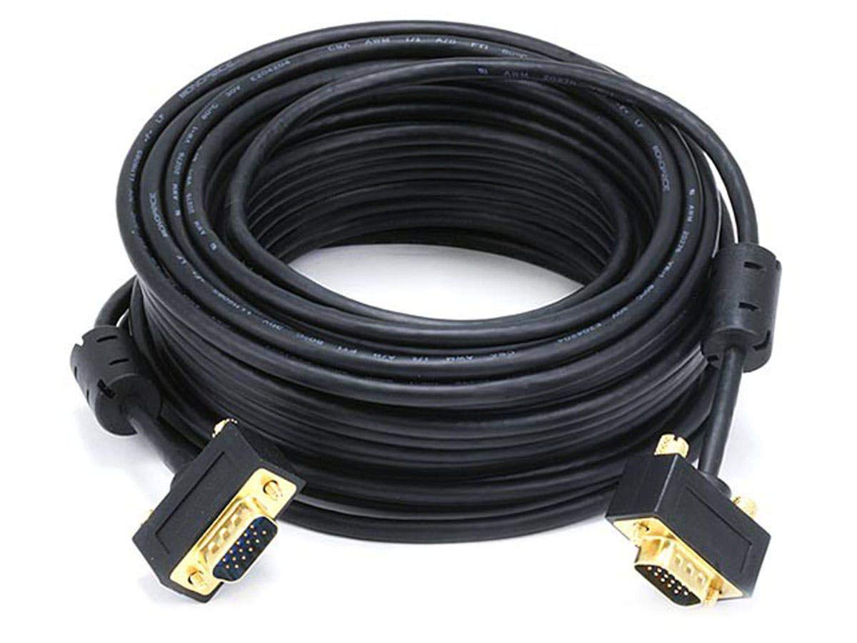 Monoprice Cable de monitor ultra delgado SVGA 3032AWG MM de 50 pies con ferritas (conector chapado en oro)
