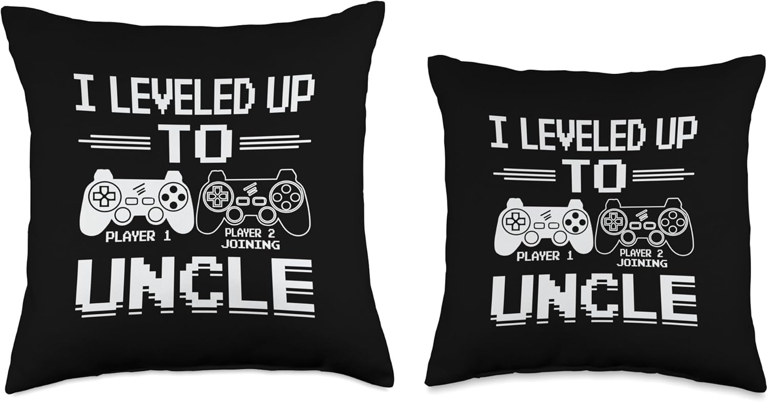 leveled, Uncle who Loves Video Games Throw Pillow, 18×18, Multicolor