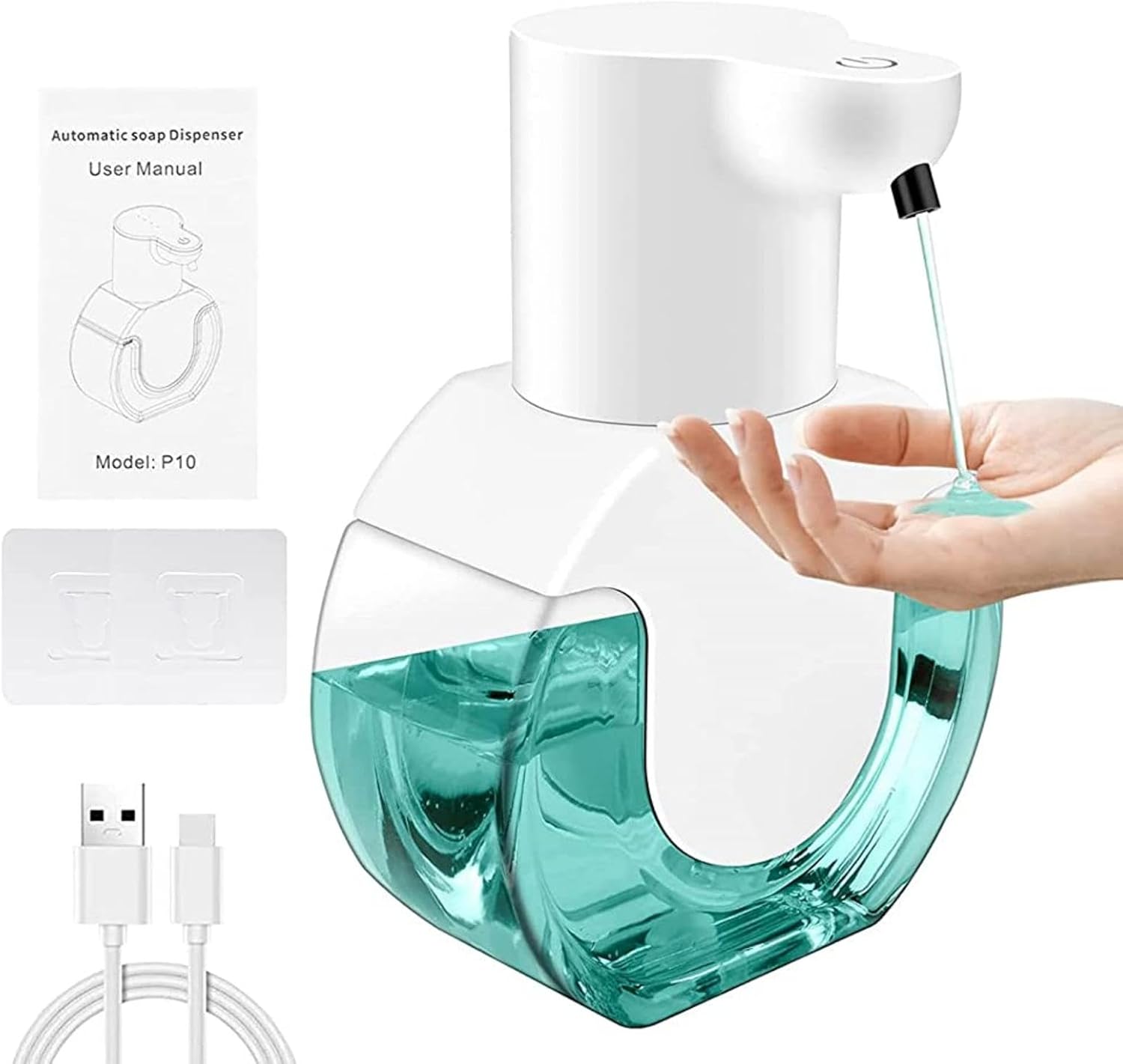 Dispensador automático de jabón líquido, dispensador de jabón sin contacto de 14.2 oz14.2 fl oz, dispensador de jabón recargable con control de 4