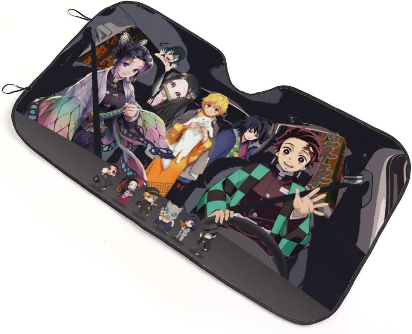 Parasoles plegables de anime para parabrisas de automóvil, ajuste universal, 51.2 x 27.5 pulgadas, mantiene tu vehículo fresco, UV y reflector de