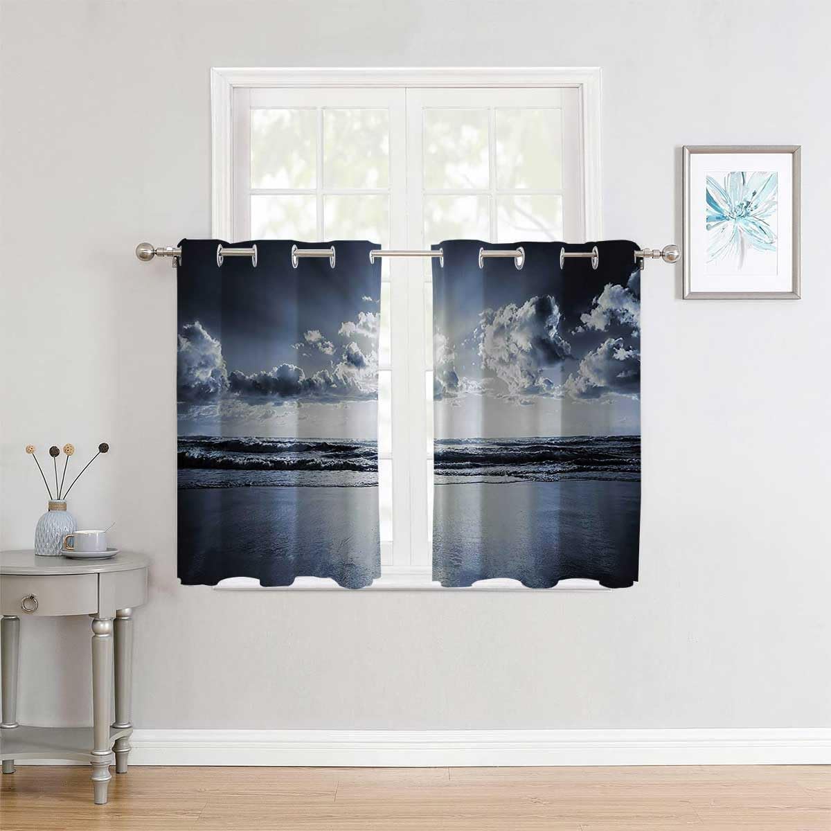 YANFENQI Blackout Fabric for Curtains Nautical Decorations Collection Sound Proof Curtains for Doorway Cortinas para Ventanas De Cuarto 55Inch Width