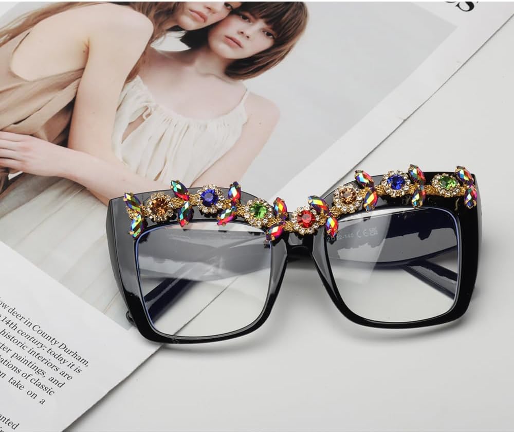 Gafas de lectura brillantes de gran tamaño con diseño cuadrado vintage de cristal brillante