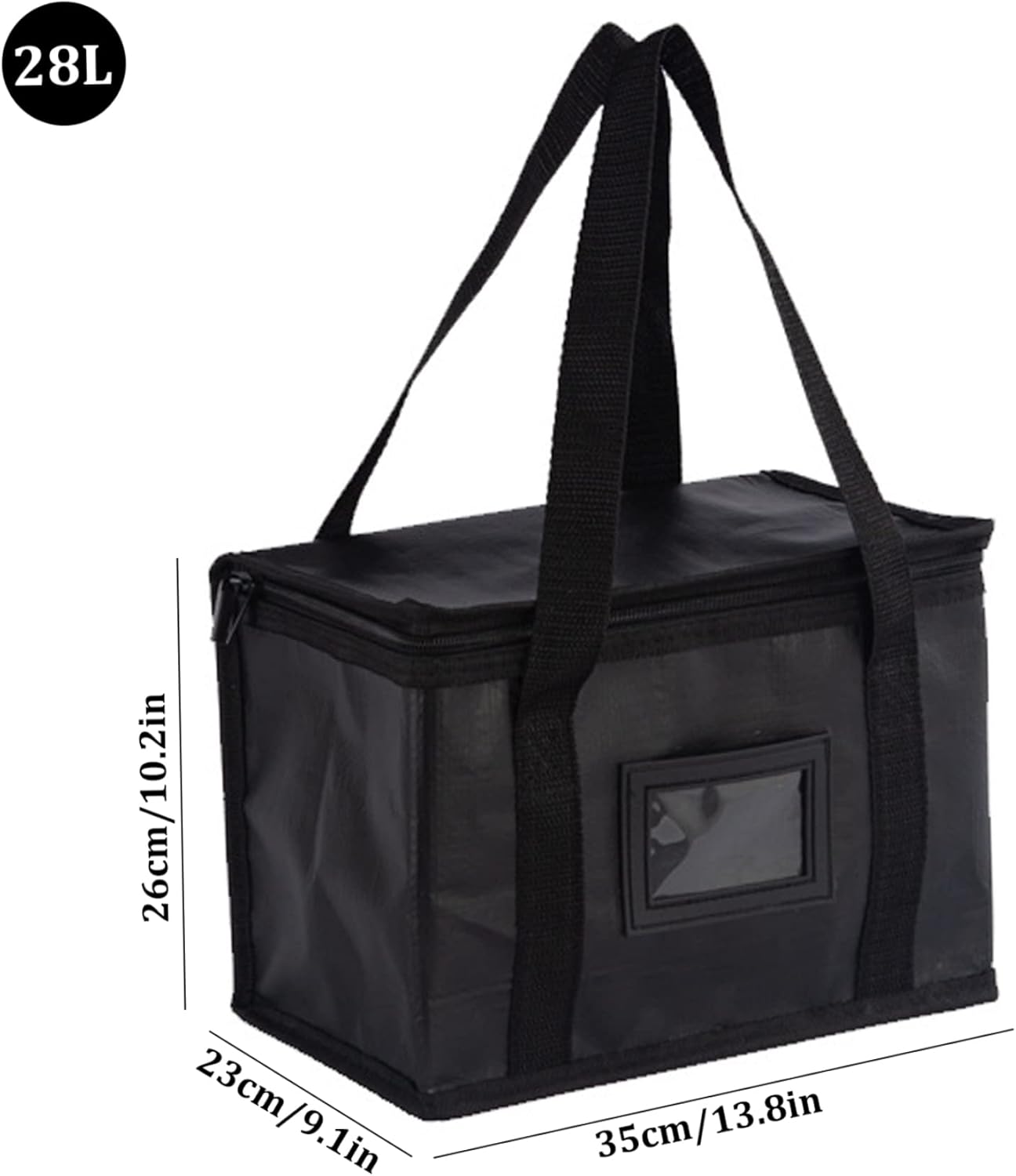Bolsas de compras aisladas de 28L, negro, bolsa reutilizable, cremallera térmica, plegable, totalizador, enfriador, transporte de alimentos caliente