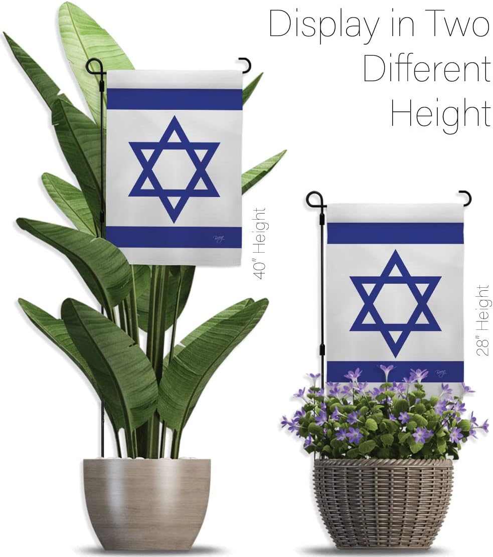 Breeze Decor Bandera de Israel – Juego de asta de bandera israelí para el hogar, letrero para patio, poste de tumba, soporte de cementerio, tapiz al