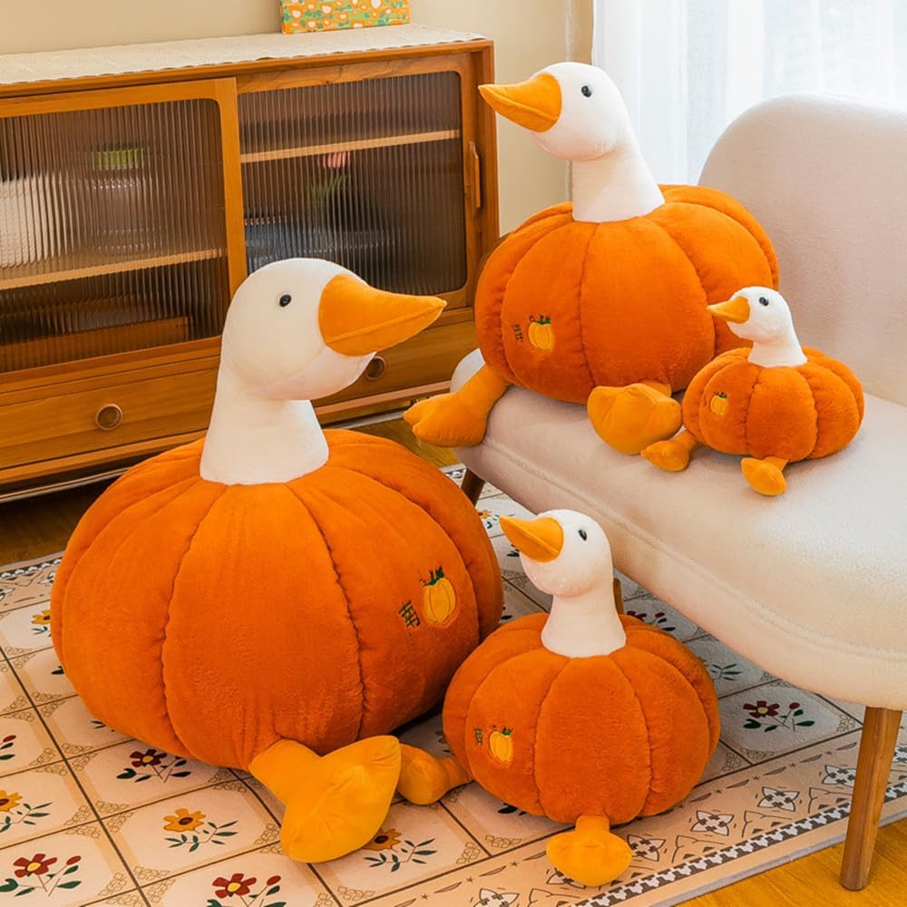 Juguete de peluche de pato de calabaza de 22 pulgadas, animal de peluche de ganso, cojín de peluche suave, perfecto para Halloween, Navidad, fiesta