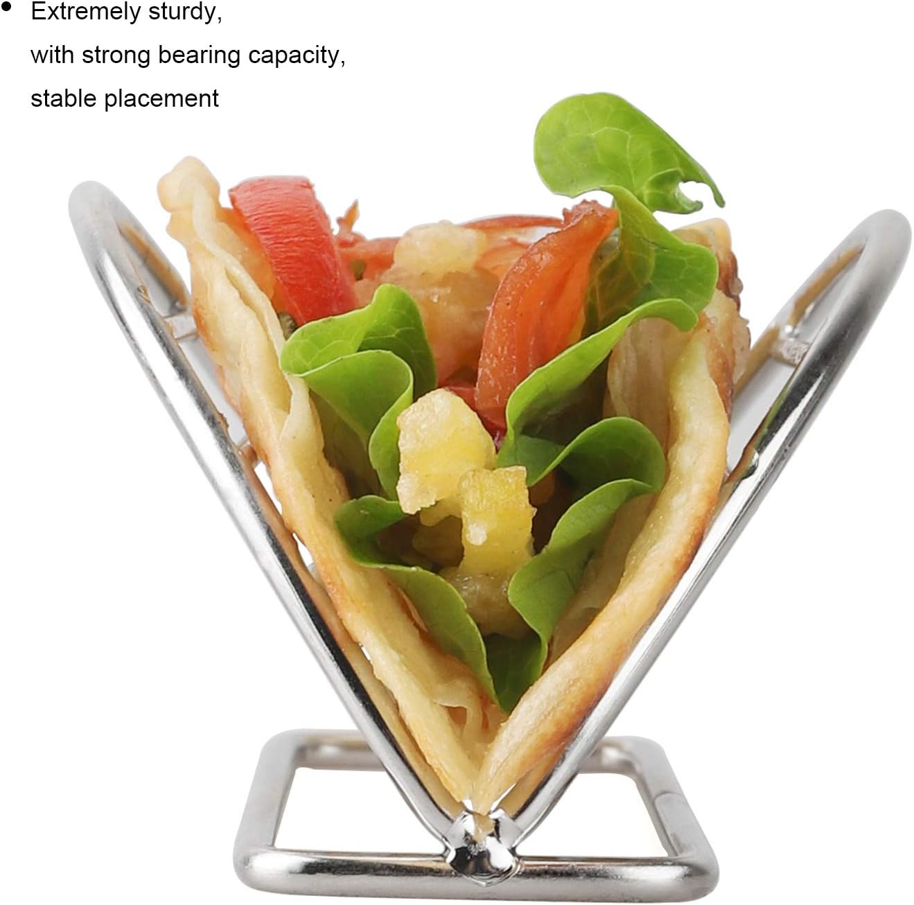 YellRin Juego de 4 soportes para tacos de acero inoxidable para tacos blandos o rígidos, para burritos y tortillas