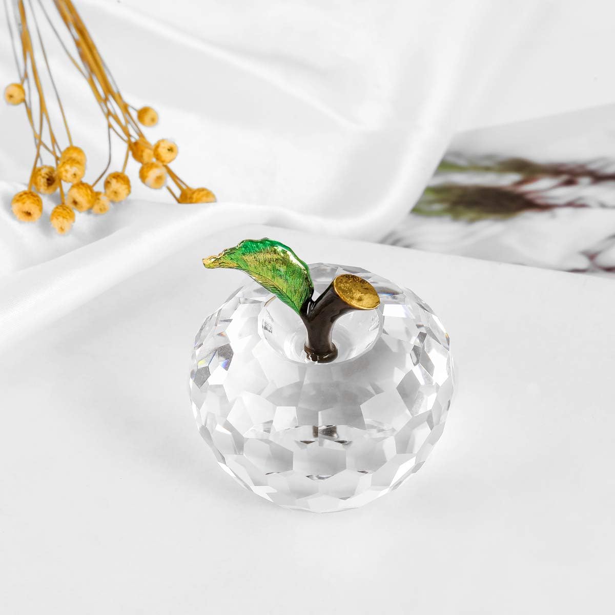 Vie jeune Figura de manzana de cristal, diseño de estatua hecha a mano, decoración del hogar, manualidades de cristal coleccionables, viene con caja