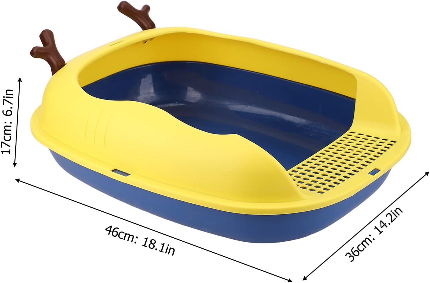 Caja de arena abierta para gatos, sartén a prueba de salpicaduras, bandeja de arena para gatitos, semicerrada, gran espacio, inodoro con pala para