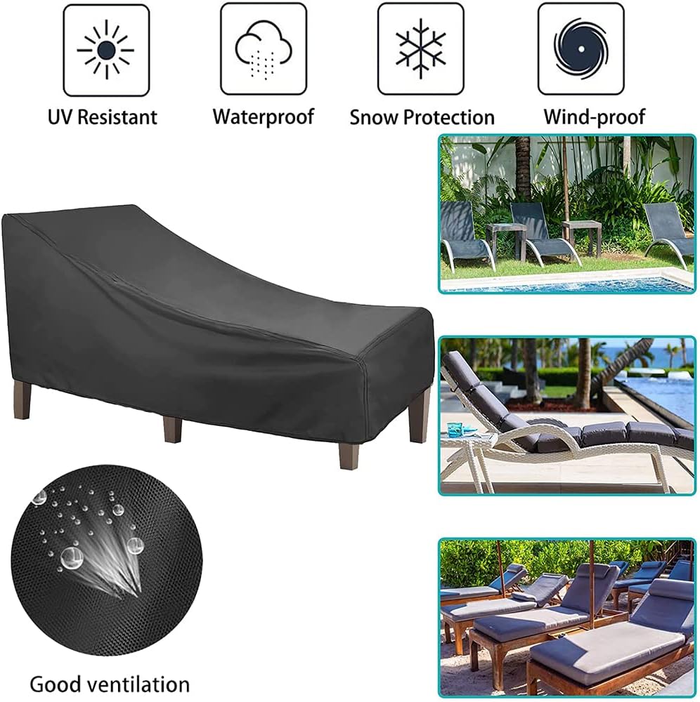 1 funda para silla de tumbona de patio, impermeable, a prueba de polvo, para exteriores, resistente a los rayos UV, resistente a desgarros,