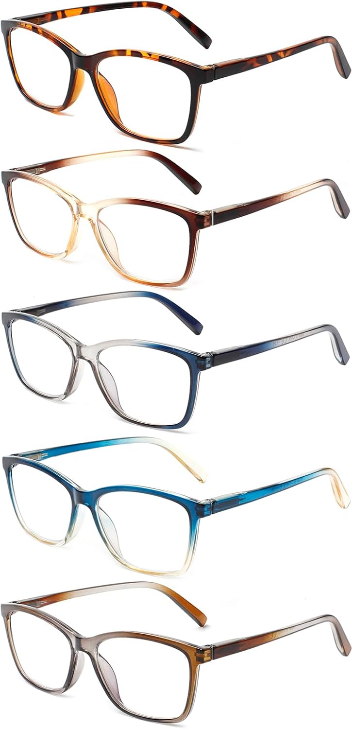 NORPERWIS Gafas de lectura con bisagra de resorte para mujeres y hombres, anteojos cuadrados con bloqueo de luz azul