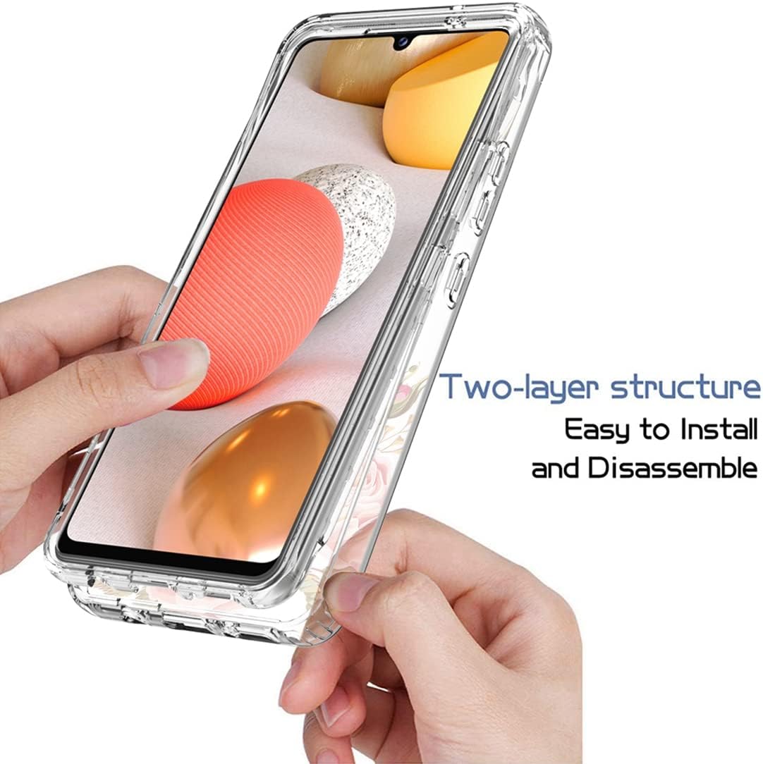 Funda para Galaxy A42 5GM42 5G SM-A426 con protector de pantalla de vidrio templado, cuerpo completo, diseño floral, a prueba de golpes, funda