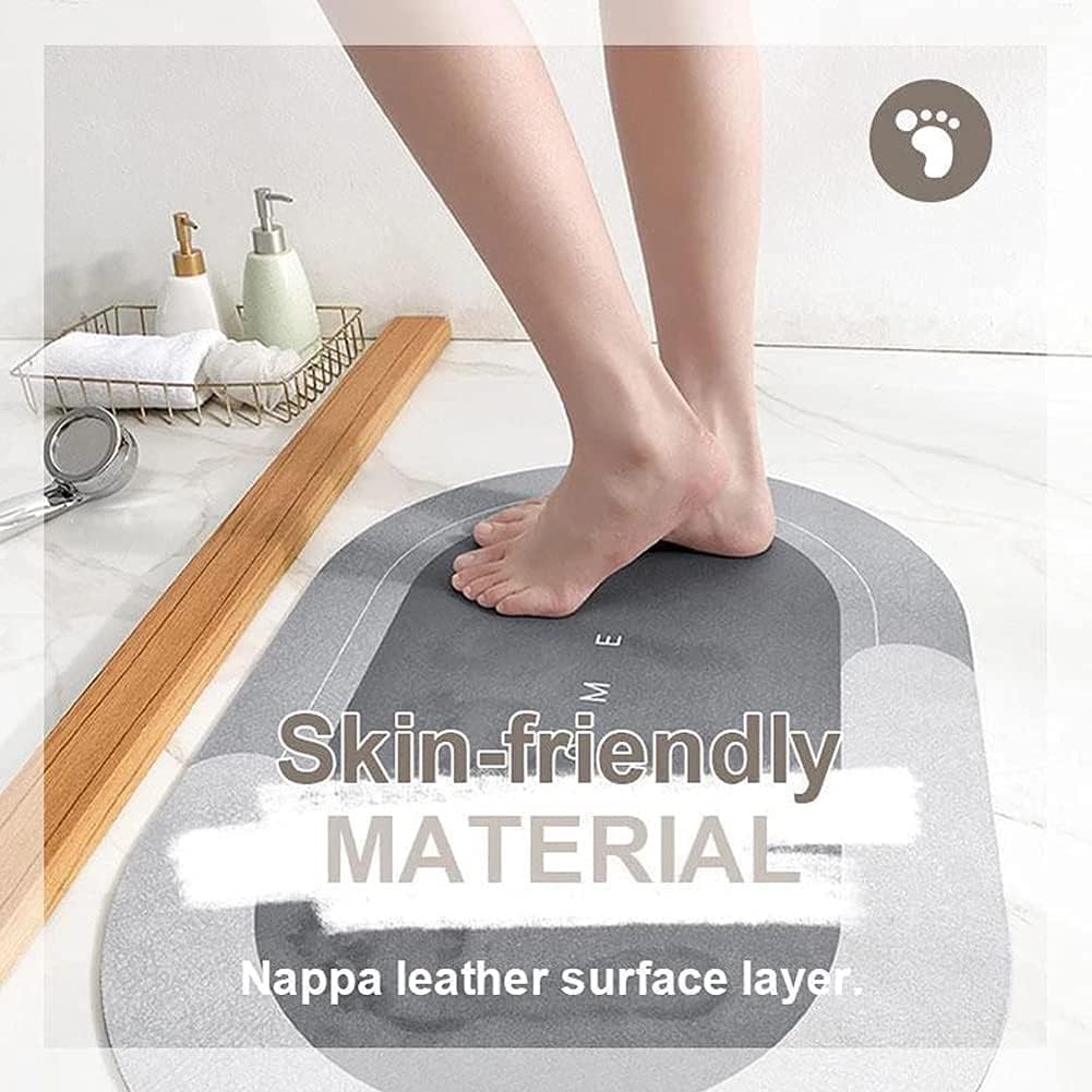 HelloTree Alfombra de baño de piel de napa, súper absorbente, de secado rápido, delgada, antideslizante, con respaldo de goma para ducha, fregadero