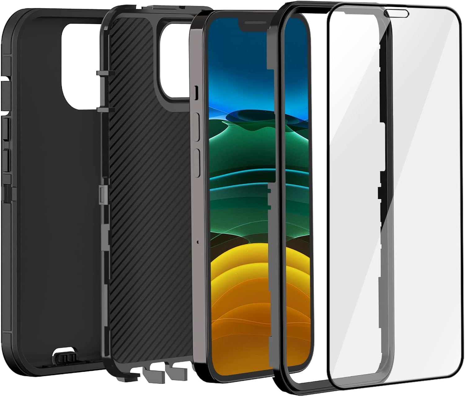 FEIYAR HOME Funda resistente para iPhone 11 Pro Max con 2 protectores de vidrio templado, grado militar, a prueba de golpes, color negro