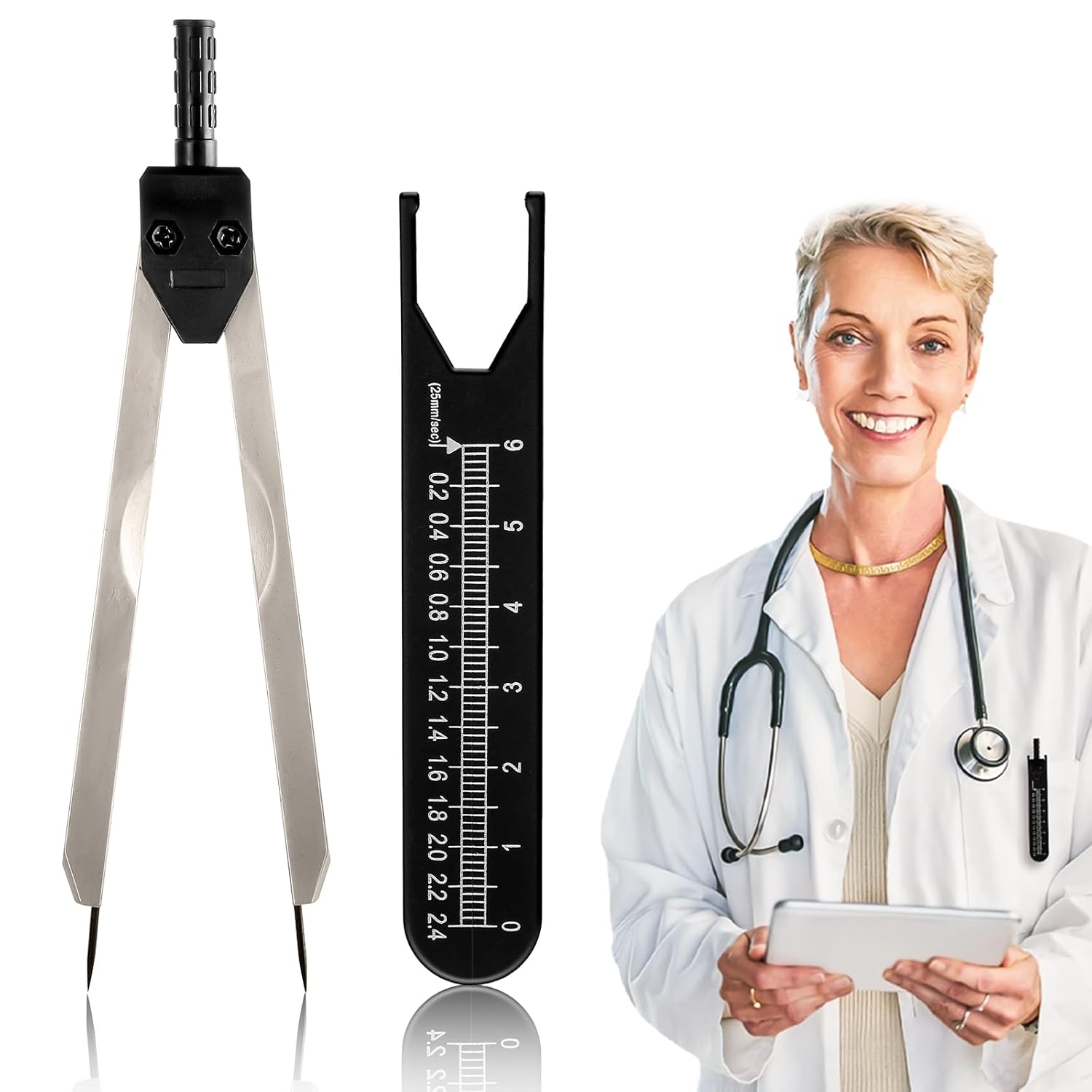Calibres de electrocardiograma, herramienta de medición con regla, divisor de calibrador de electrocardiógrafos para medir electrocardiógrafos,