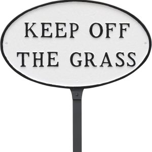 Placa ovalada de metal fundido con texto en inglés “Keep Off Grass” – Placa de exhibición de césped o pared – Letrero de cortesía para patio o Placa ovalada de metal fundido con texto en inglés “Keep Off Grass” – Placa de exhibición de césped o pared – Letrero de cortesía para patio o