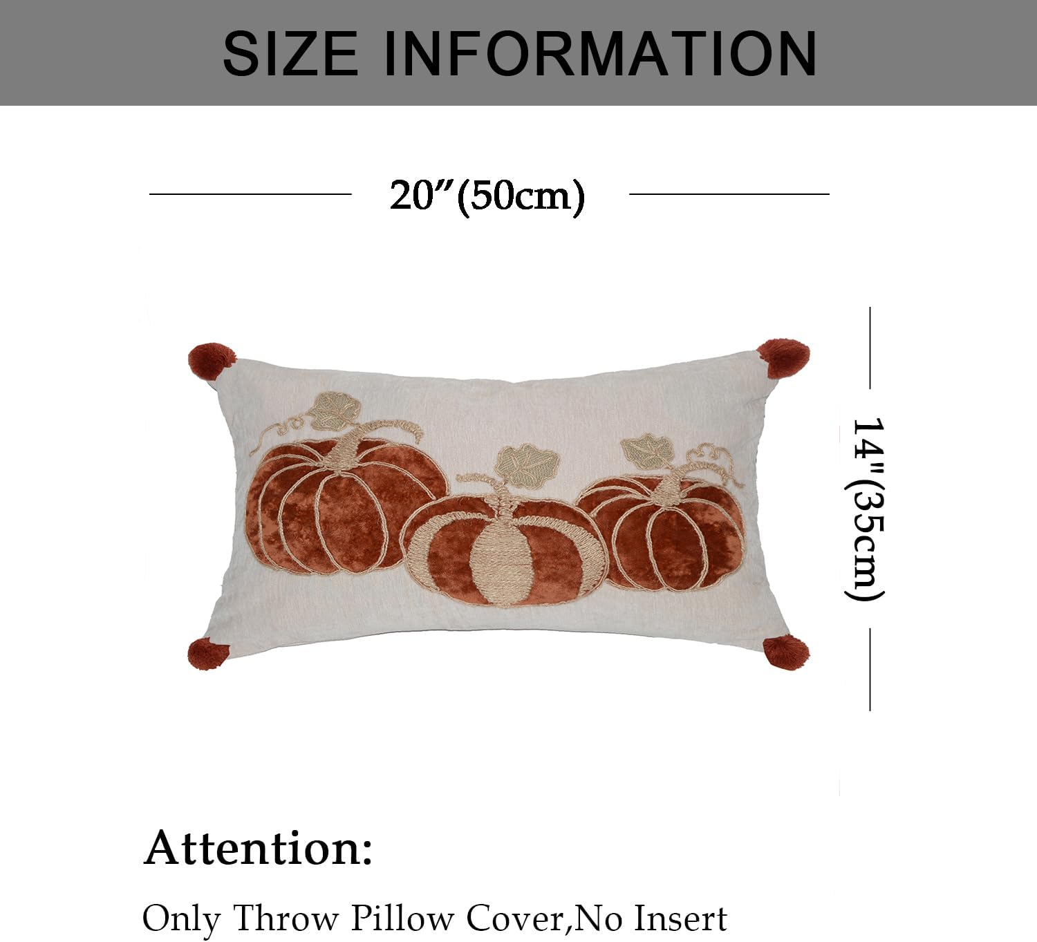 Hahadidi Fundas de almohada lumbar de otoño, fundas de almohada bordadas de calabaza, fundas de almohada decorativas de otoño de cosecha de Acción