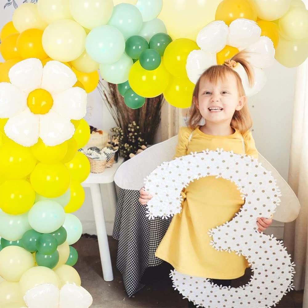 30 globos de margarita, Airsnigi de 20, 28, 43 pulgadas, enormes globos de flores blancas de papel de aluminio para decoraciones de cumpleaños de