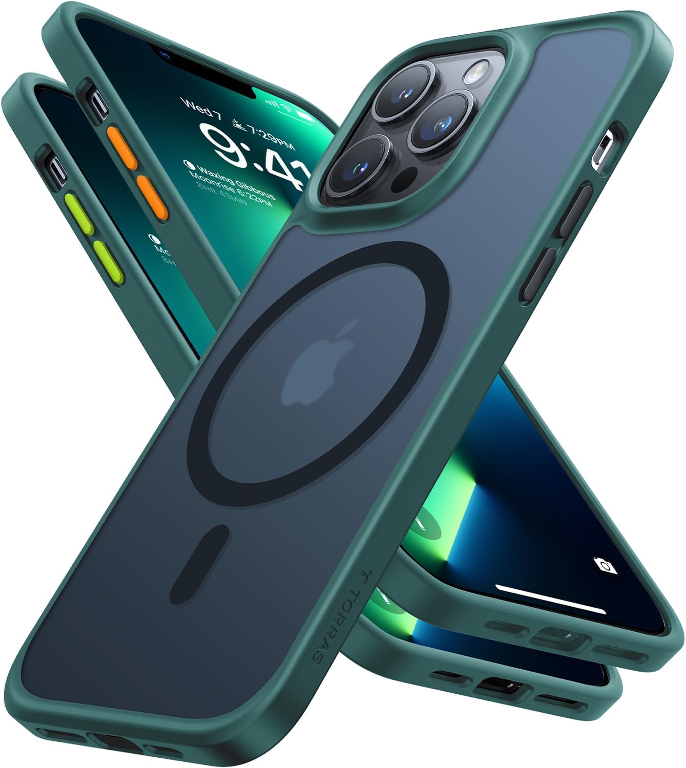 TORRAS Funda magnética más fuerte para iPhone 13 Pro, prueba de caídas de grado militar, compatible con MagSafe, funda protectora delgada de