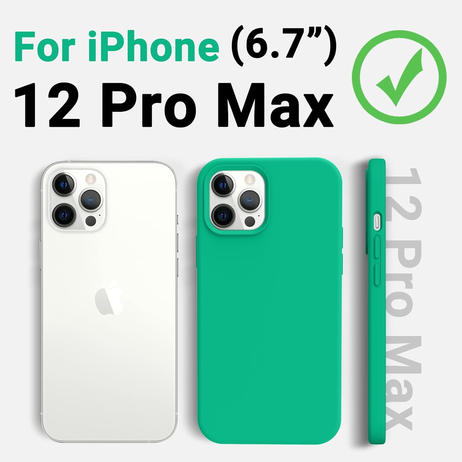 AOTESIER Funda diseñada a prueba de golpes para iPhone 12 Pro Max, funda de silicona líquida con forro de microfibra suave antiarañazos protección