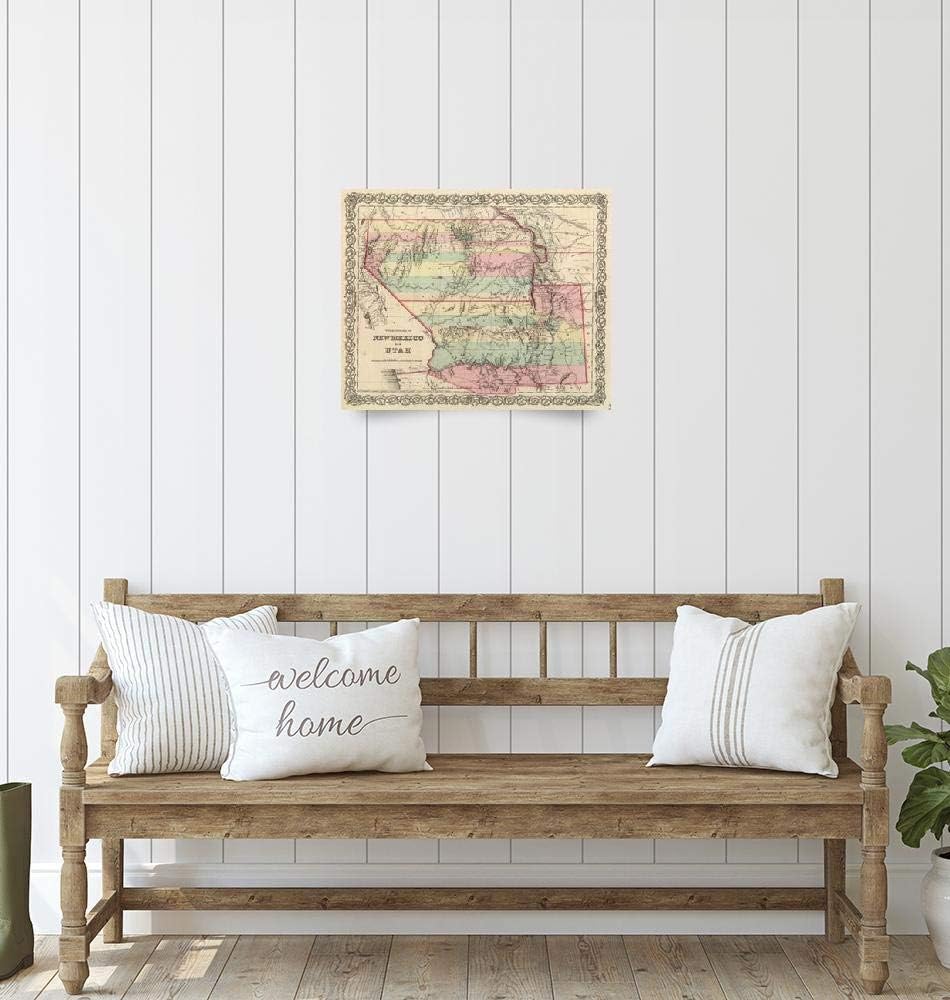 Imagekind Wall Art Print Entitled Vintage Map of New Mexico and Utah (1857) by Alleycatshirts  20 x 16