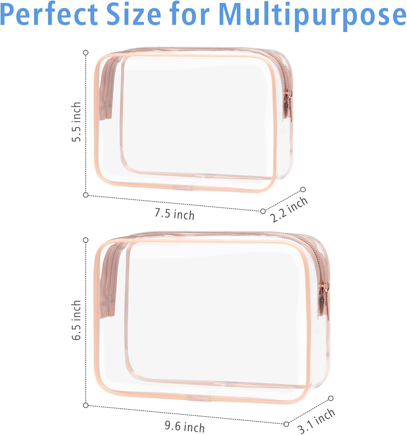 PACKISM Paquete de 2 bolsas de aseo aprobadas por la TSA y bolsa transparente aprobada por el estadio, venta de paquetes, 1 mediano, 1 rosa grande y