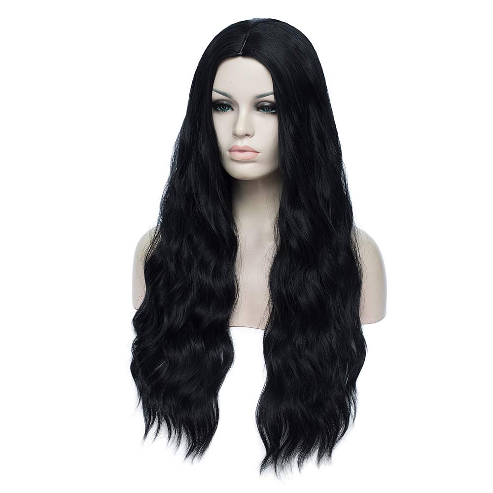 Mildiso – Peluca de cabello largo natural ondulado para mujer, color azul de color degradado, perfecto para fiestas, cosplay o uso diario
