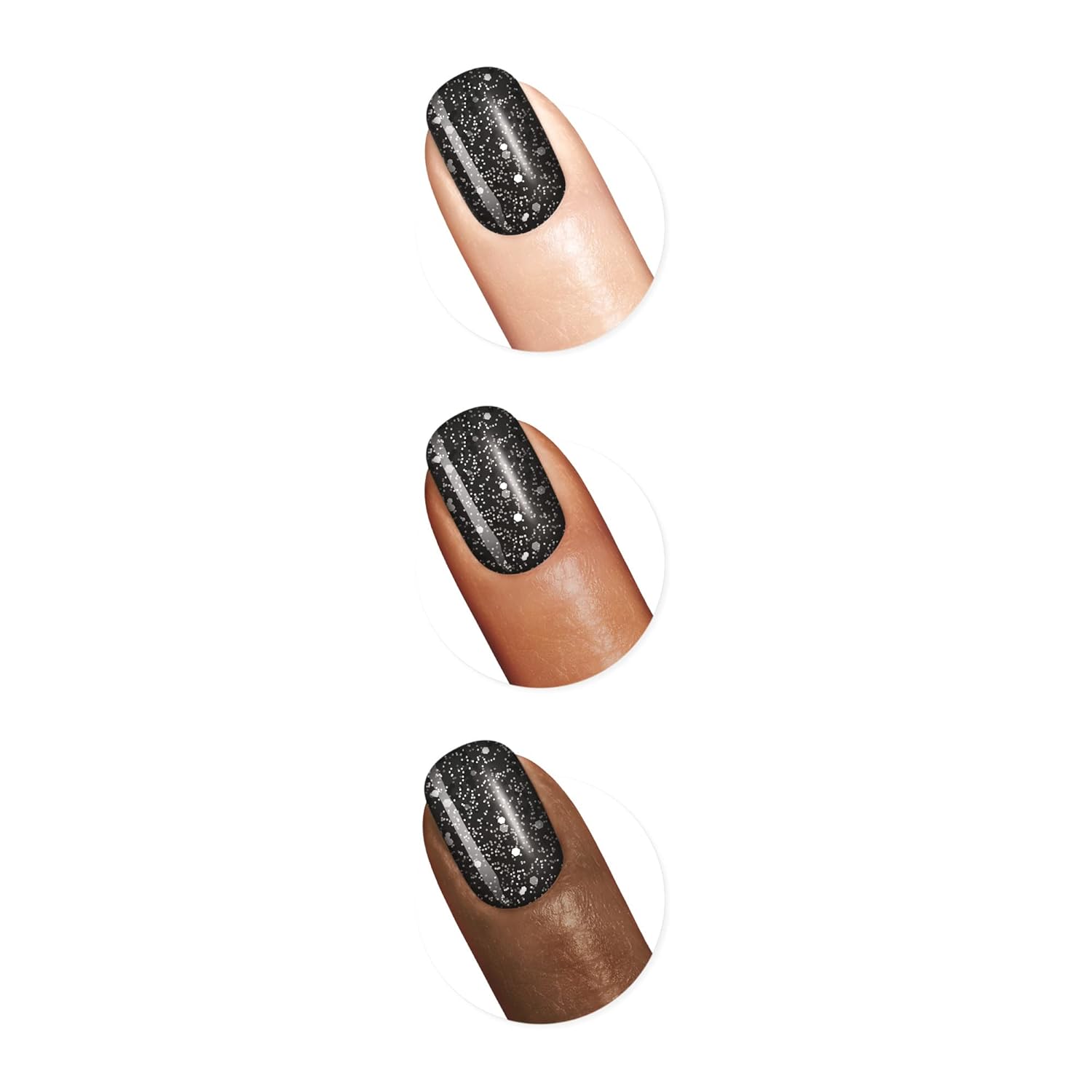 Sally Hansen, Insta-Dri – Esmalte para uñas en color negro con brillos, tono Powerslide
