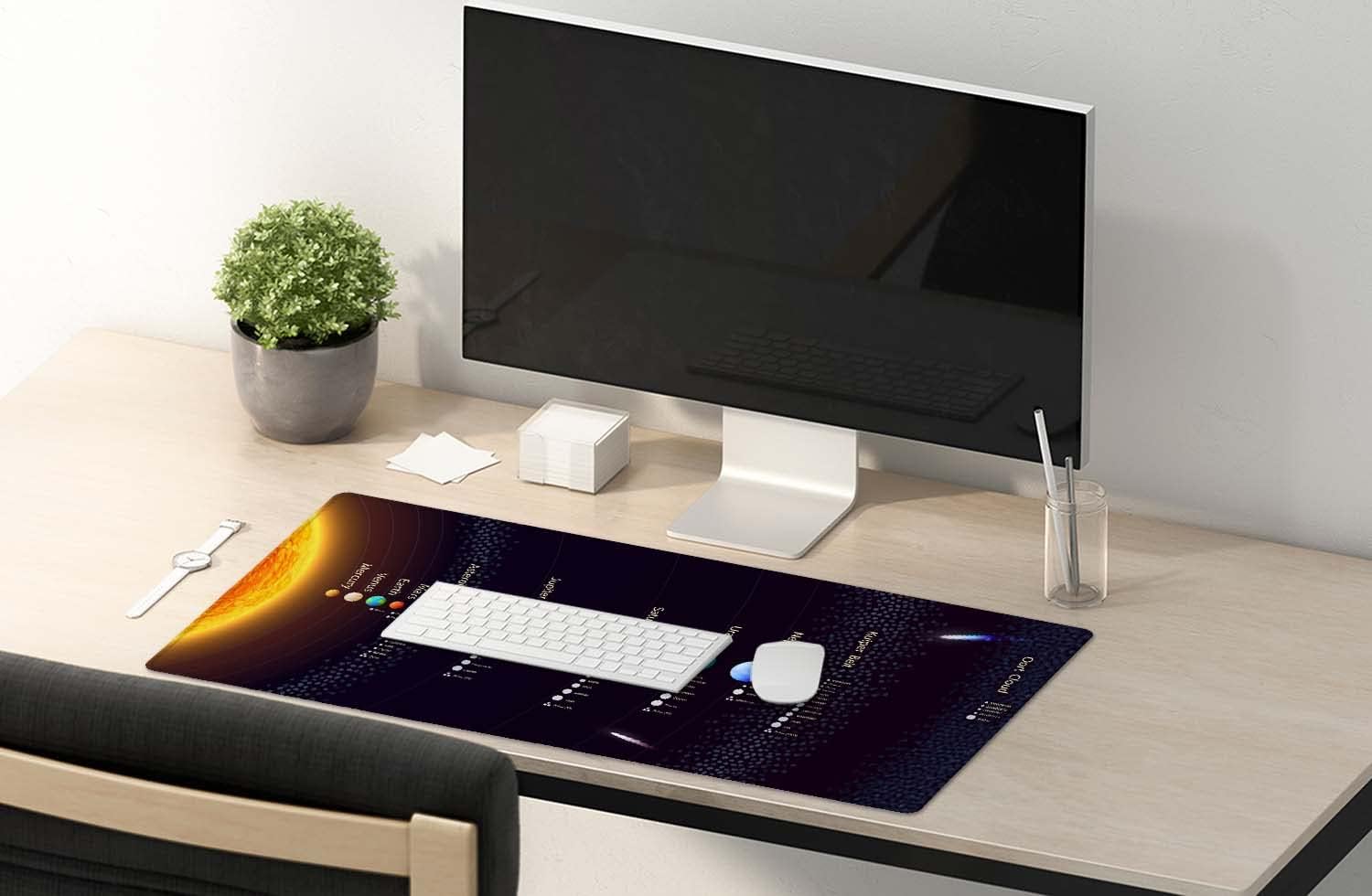 ArtSo – Alfombrilla de mouse extendida para juegos XXL, alfombrilla larga para teclado, decoración de escritorio, base de goma antideslizante,