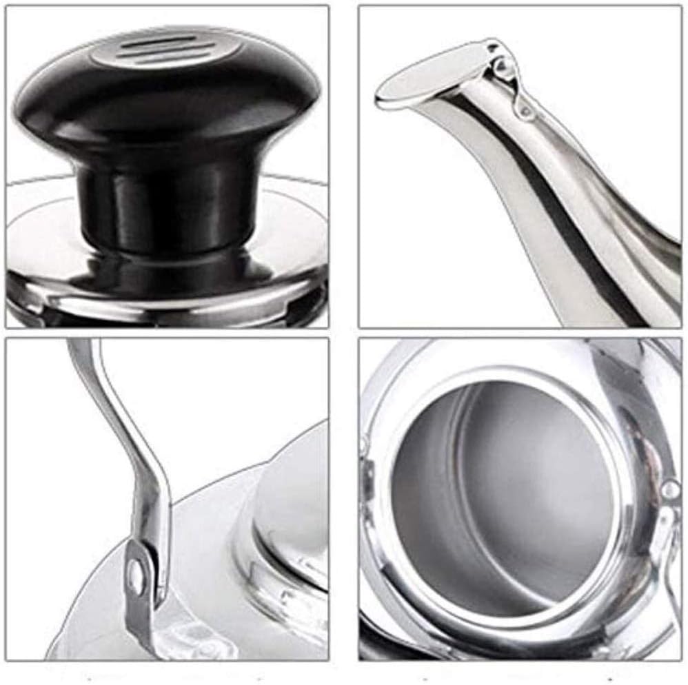 Hervidor de té silbante de acero inoxidable, capacidad 304, tetera, mango antiquemaduras, placas de inducción, estufa de gas (talla  4L)