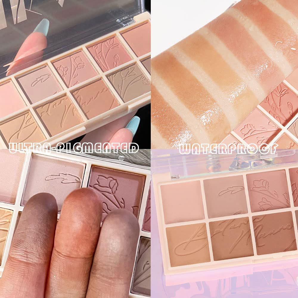 Paleta de sombras de ojos Naked Matte de 10 colores, color desnudo, gris pardo, marrón mate, tonos neutros para viajes, paleta de sombra de ojos