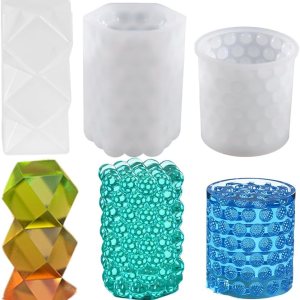Cjeuxnr 3 moldes de vela para hacer velas, moldes geométricos 3D, moldes de epoxi para decoración de escritorio de bricolaje, decoración romántica Cjeuxnr 3 moldes de vela para hacer velas, moldes geométricos 3D, moldes de epoxi para decoración de escritorio de bricolaje, decoración romántica