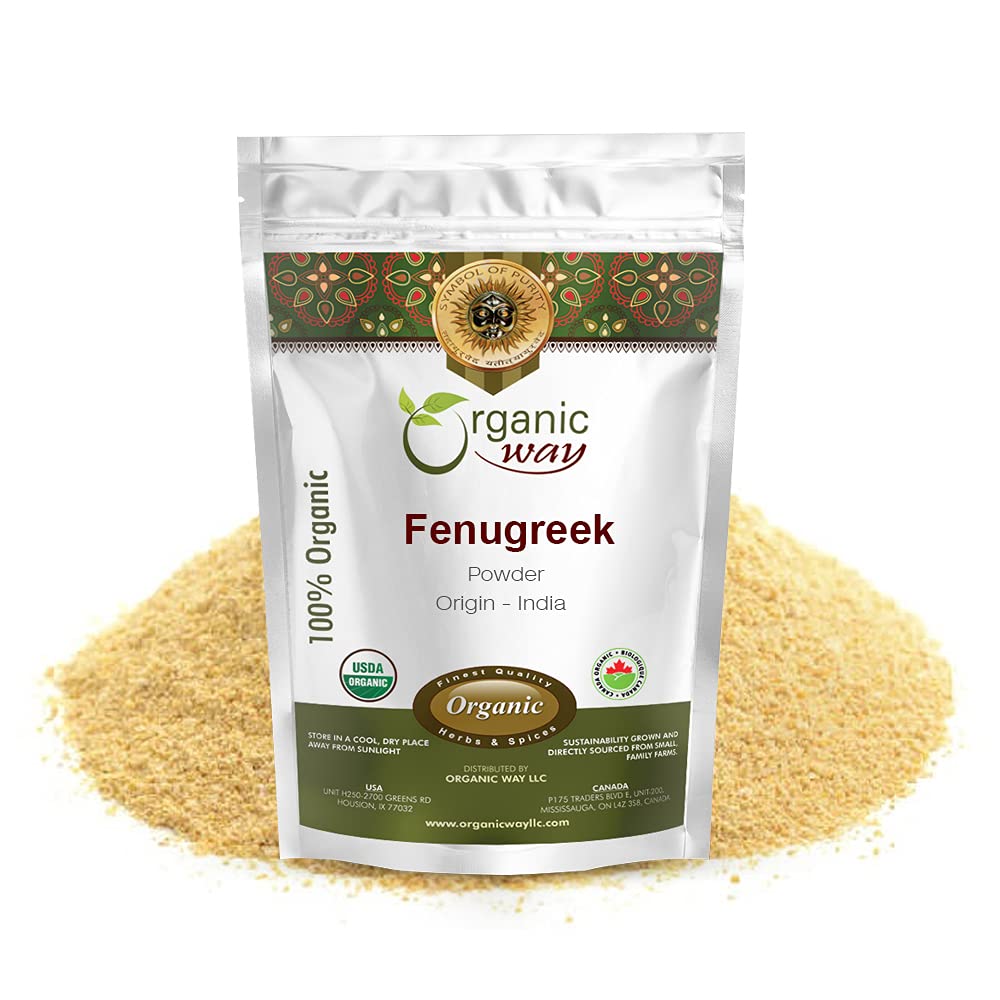 Organic Way Polvo de fenogrecometilo (Trigonella foenum)  Añade sabor y aroma  Certificado orgánico y Kosher  Crudo, vegano, sin OMG y sin gluten